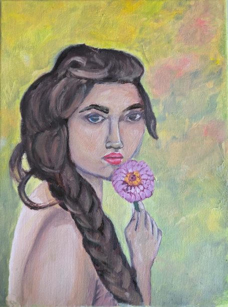 asian woman with flower
